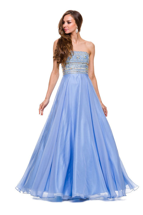 Strapless Fully Beaded Top Long Chiffon Prom Dress_8159 by Nox Anabel