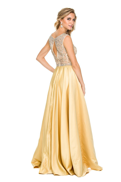 Embellished with Beads Two-Tone Long Dress_8172 By Nox Anabel