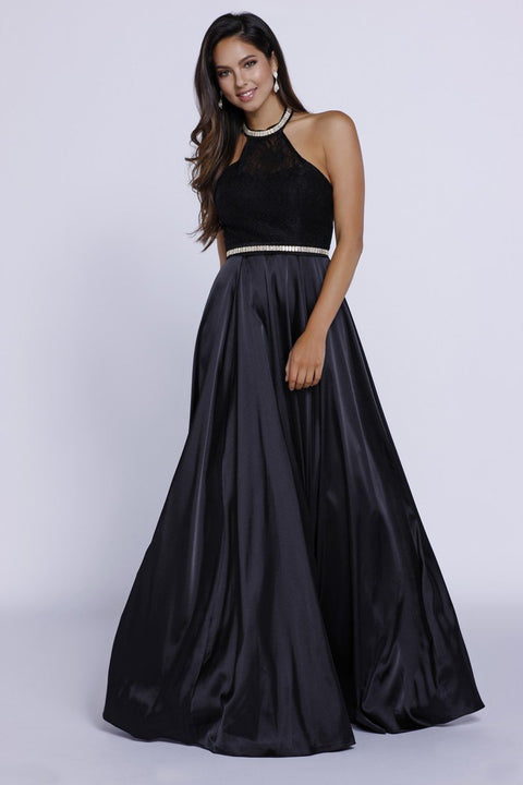 Sleeveless Embroidered Halter Neck A-Line Gown_8198 by Nox Anabel