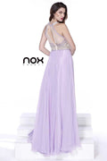 Beaded Sleeveless Halter Long Gown Lovely Tulle A-Line Dress_8201 By Nox Anabel