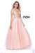 Peach High Collar Neckline Beaded Long Prom Dress_8212 By Nox Anabel
