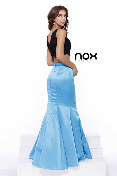 Party Cocktail Two Piece Sequined Embellish Top with Satin Skirt 8231 by Anabel