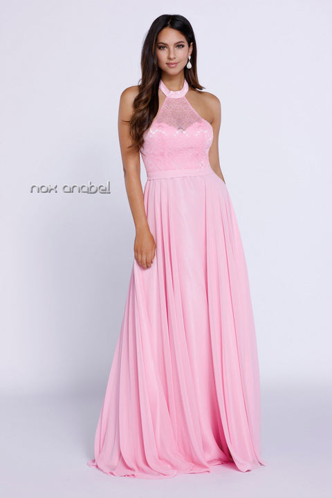 A-Line Gown with Lace Bodice and Short Sleeves by Juno 1056
