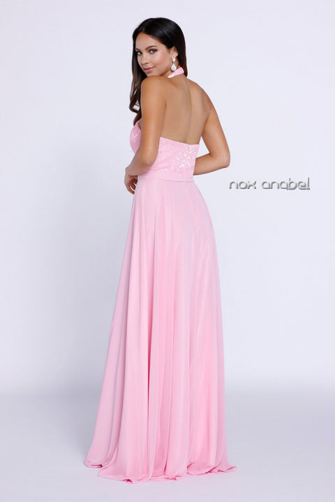 A-Line Gown with Lace Bodice and Short Sleeves by Juno 1056