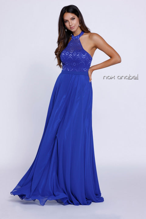 A-Line Gown with Lace Bodice and Short Sleeves by Juno 1056
