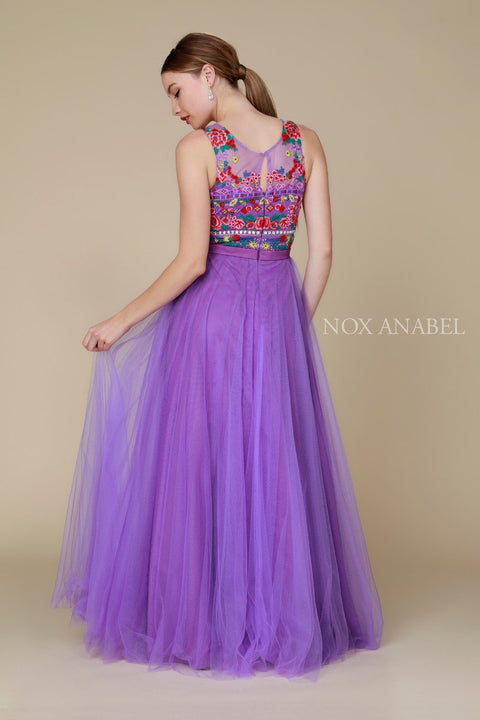 A-Line Floral Embroidered Tulle Evening Dress 8263 by Nox Anabel