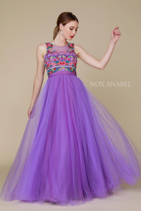 A-Line Floral Embroidered Tulle Evening Dress 8263 by Nox Anabel