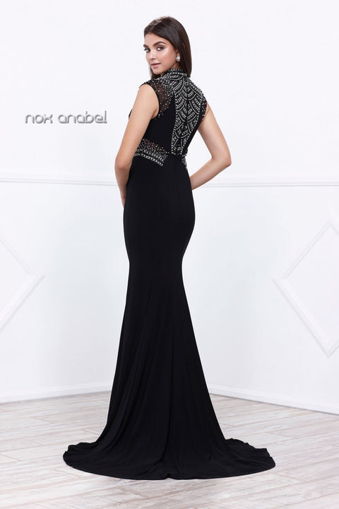 Heavy Beaded Illusion Panel Long Evening Gown 8285 By Nox Anabel