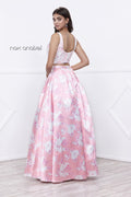 A-Line Beaded Two-Piece V-Neckline Floral Evening Gown 8312 By Nox Anabel