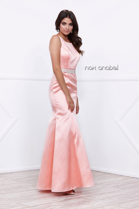 Jewel Neckline Beaded Waist Trumpet Mermaid Prom Gown 8320 By Nox Anabel