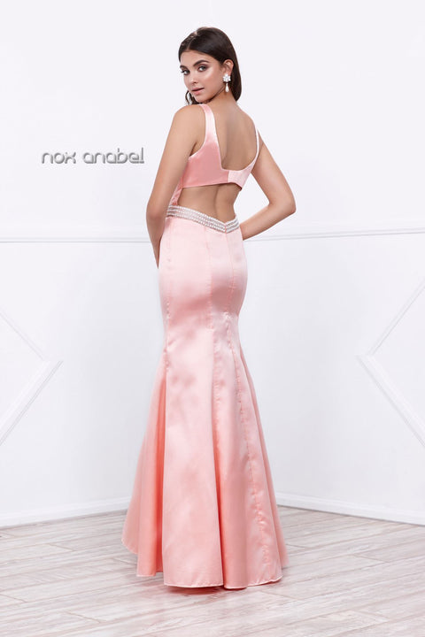 Jewel Neckline Beaded Waist Trumpet Mermaid Prom Gown 8320 By Nox Anabel