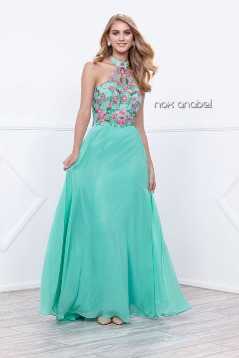 Halter Style with Floral Embroidery Embellishment Bridesmaids Dress 8326 By Nox Anabel