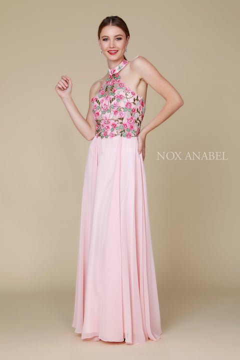 Halter Style with Floral Embroidery Embellishment Bridesmaids Dress 8326 By Nox Anabel