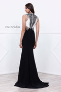 Ornate Beading Contrast Jewel Illusion Long Evening Prom Dress 8364 by Nox Anabel