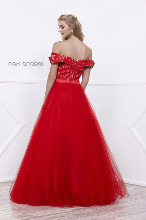 Off-Shoulder Sweetheart Neckline Lace Evening Ball gown 8372 by Nox Anabel