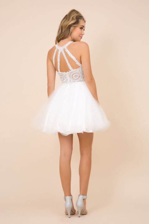 White Fully Lined Sparkly Lace Tulle Brides Maids, Damas Dress B652 Nox Anabel – alternate view 16