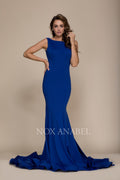 Elegante y elegante vestido de fiesta de sirena tipo trompeta Bateau C022 de Nox Anabel