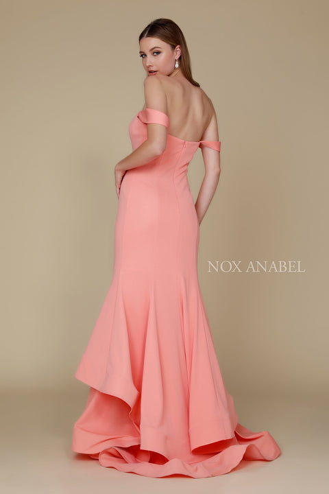 OFF Shoulder Strapless Pleated Long Mermaid Gown_C028 by Nox Anabel