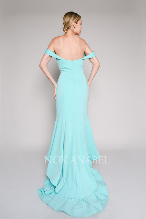 OFF Shoulder Strapless Pleated Long Mermaid Gown_C028 by Nox Anabel