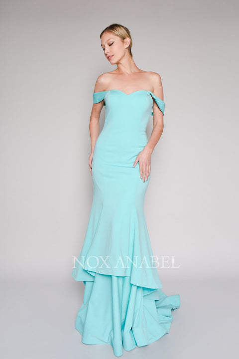 OFF Shoulder Strapless Pleated Long Mermaid Gown_C028 by Nox Anabel