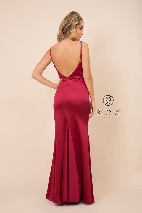Cowl Neckline with Jersey Fabric Plate On Waist Long Dress_C302 by Nox Anabel