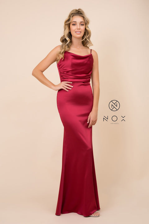 Cowl Neckline with Jersey Fabric Plate On Waist Long Dress_C302 by Nox Anabel