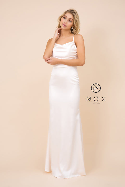 Cowl Neckline with Jersey Fabric Plate On Waist Long Dress_C302 by Nox Anabel