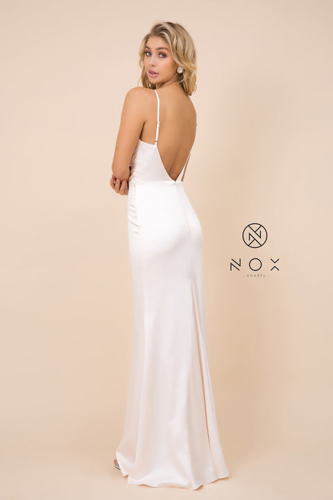 Cowl Neckline with Jersey Fabric Plate On Waist Long Dress_C302 by Nox Anabel
