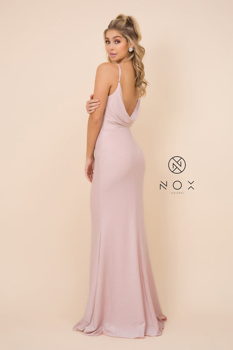 Cowl Neckline and Draping Back Style Fitted Long Dress_C307 by Nox Anabel