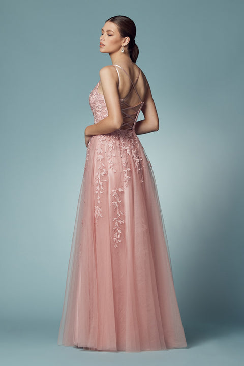 Long Sleeveless Prom Dress with Lace Detailing_C415 by Nox Anabel