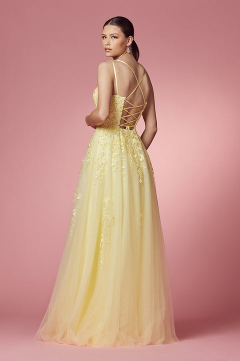 Long Sleeveless Prom Dress with Lace Detailing_C415 by Nox Anabel