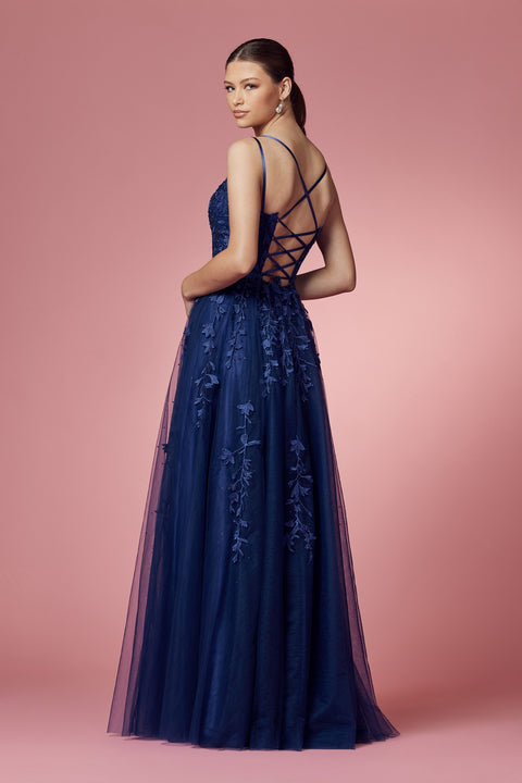Long Sleeveless Prom Dress with Lace Detailing_C415 by Nox Anabel