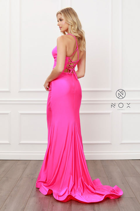 Spaghetti Straps Deep Sweetheart Neckline Long Mermaid Gown_C420 by Nox Anabel