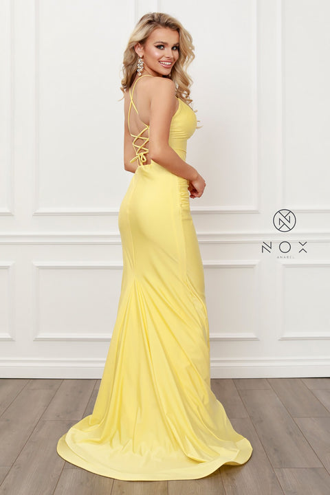 Spaghetti Straps Deep Sweetheart Neckline Long Mermaid Gown_C420 by Nox Anabel
