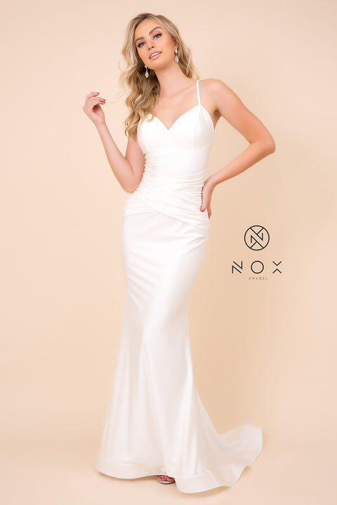 Spaghetti Straps Deep Sweetheart Neckline Long Mermaid Gown_C420 by Nox Anabel