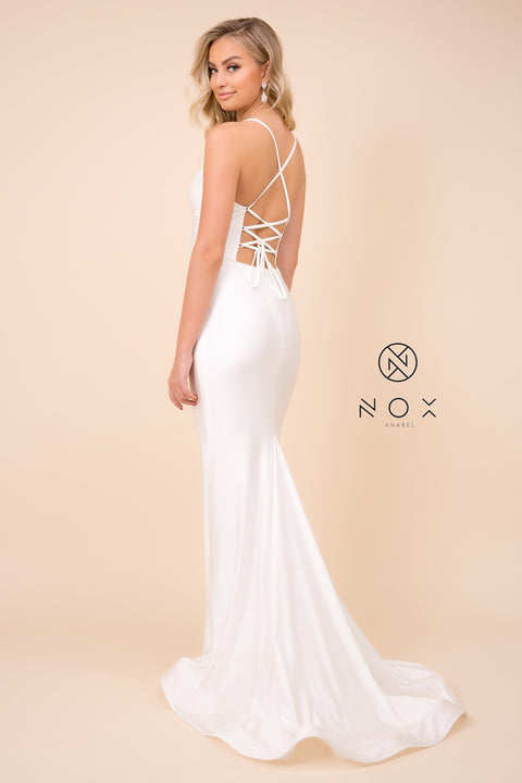 Spaghetti Straps Deep Sweetheart Neckline Long Mermaid Gown_C420 by Nox Anabel