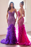 Dazzling feather-beaded mermaid dress by Ladivine CC2308