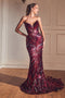 Strapless Sequin Print Mermaid Dress by Ladivine CD0199