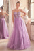 Ladivine CD0217 A-line tulle gown with embellishments with a strapless design.