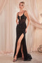 Ladivine CD0220 features a fitted sequin sheer sleeveless slit gown