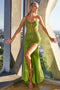 Ladivine CD0220 features a fitted sequin sheer sleeveless slit gown