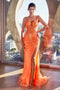 Ladivine CD0220 features a fitted sequin sheer sleeveless slit gown