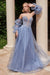 Ladivine CD830 Beaded Strapless Puff Sleeve Tulle Gown