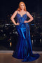 Ladivine CDS440C offers a curve beaded sleeveless satin slit gown