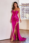 Prom Strapless Dress with Slit by Ladivine CDS484