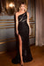 One-Shoulder Sequined Corset Gown by Ladivine CH126.