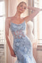 Ladivine D145 Floral Applique Sheer Corset Mermaid Dress