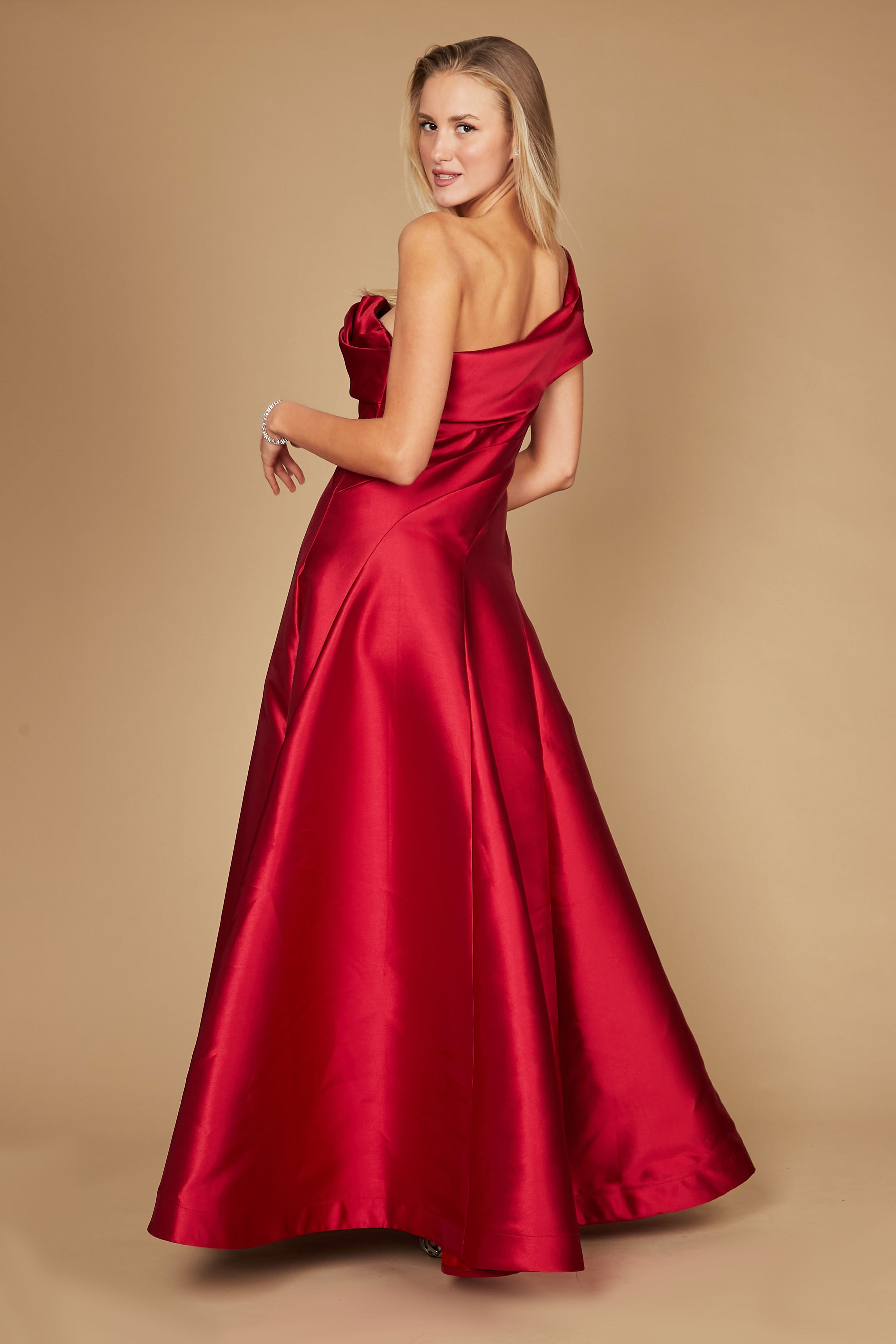 fitted lace wedding dress Dylan & Davids One Shoulder Long Formal Ball Gown Evening Dress– sheerdreamz