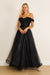 Dylan & Davids Long Off Shoulder Corset Formal Dress