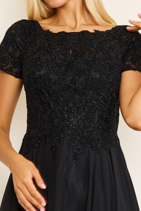 Dylan & Davids Short Sleeve Mother Of The Bride Evening Dress